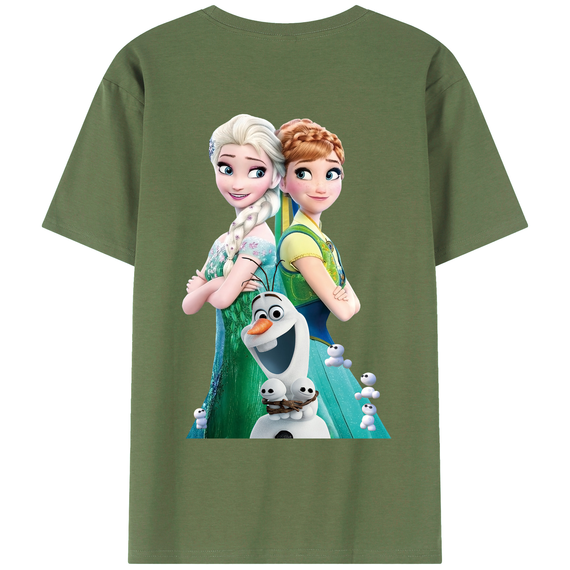 （画像用） アナと雪の女王 アンナ エルサ Frozen Anna Elsa 綿100％ メンズ半袖Tシャツ（バックプリント） 通気性